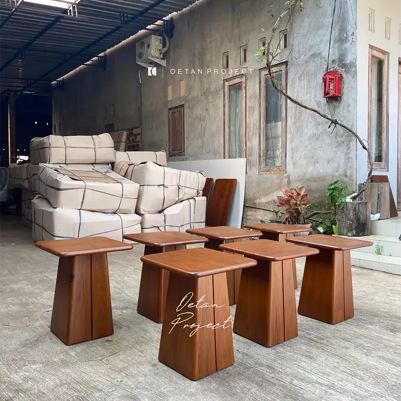 Cale-Side-Table-Kayu-Jati-2 Meja samping Cale kayu jati minimalis, modern dan selegan